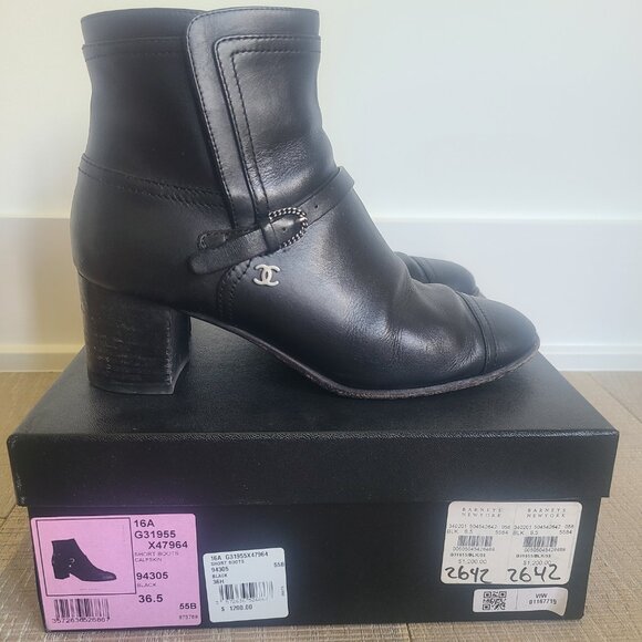 Chanel Black Leather Ankle Boot - Picture 2 of 5